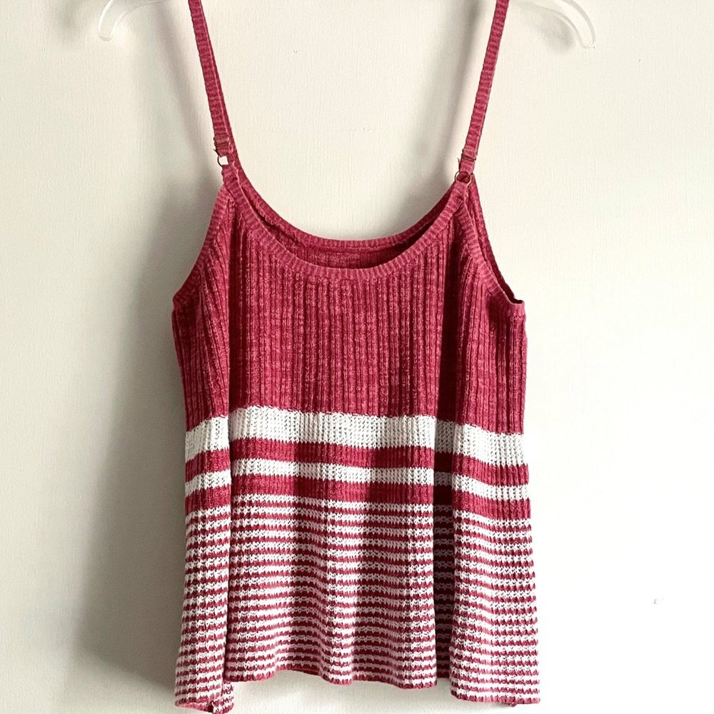 Anthropologie MOTH Nuru Stripe Knit Tank Top M  Red/White Sleeveless Cami